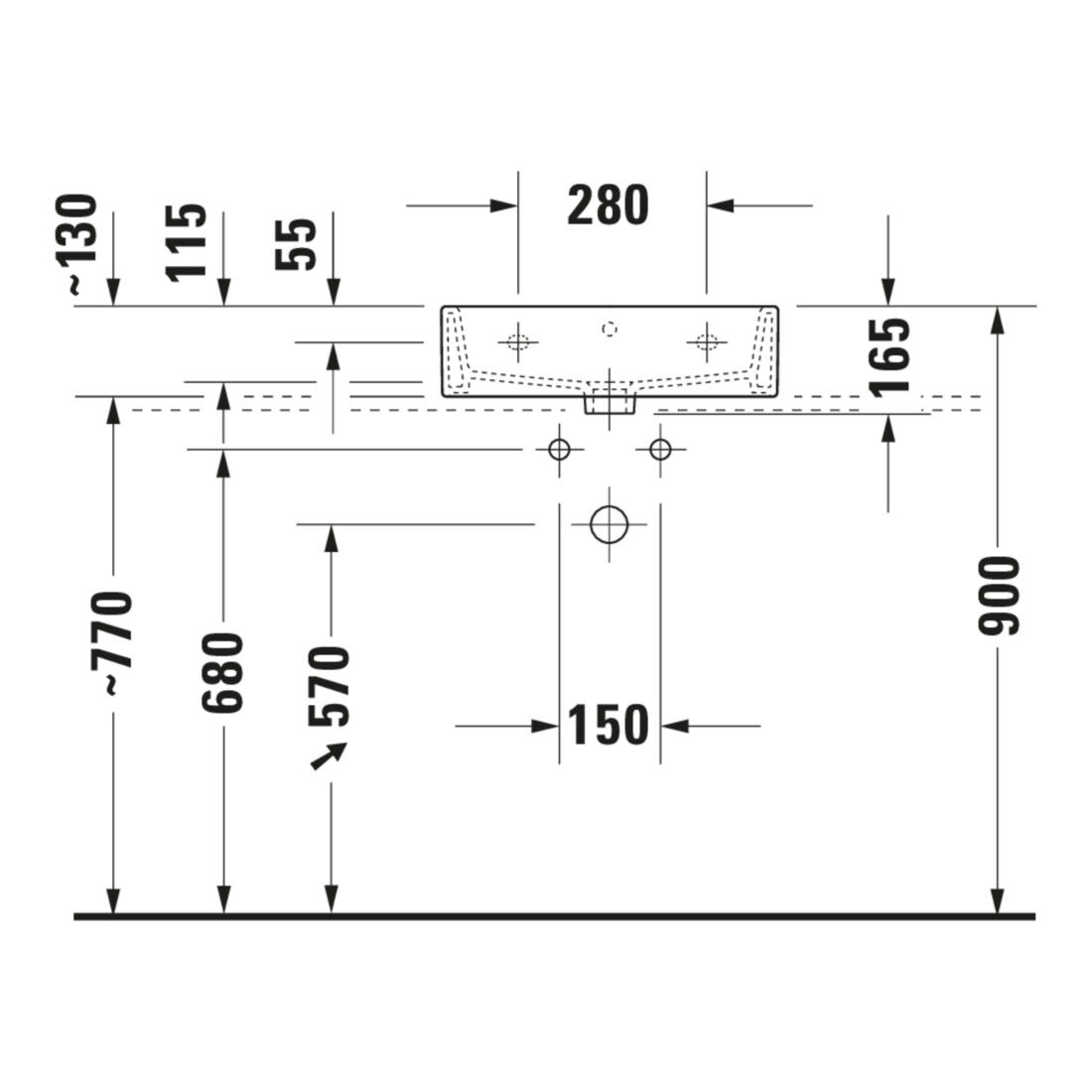 Duravit Möbelwaschtisch geschliffen Vero Air 50x47cm, we, o. HL, ÜL, mit Hahnlochbank