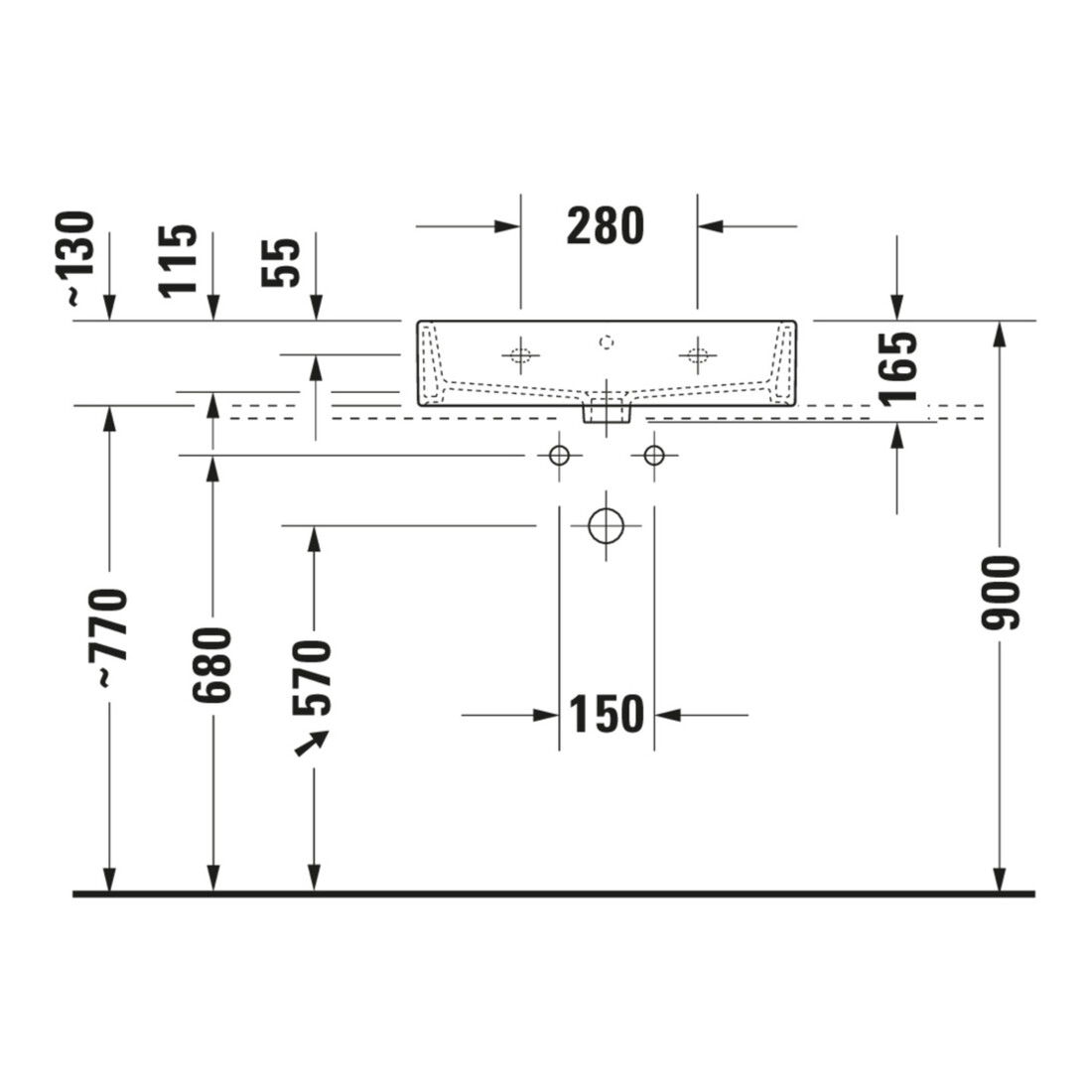 Duravit Möbelwaschtisch geschliffen Vero Air 60x47cm, we, o. HL, m ÜL, Hahnlochbank