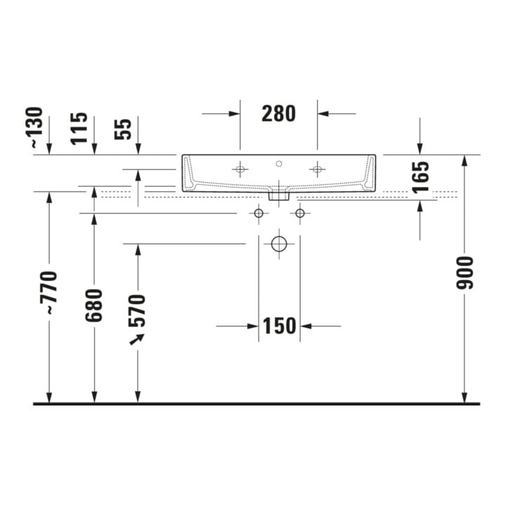 Duravit Möbelwaschtisch geschliffen Vero Air 70x47cm, we, m HL, ÜL, Hahnlochbank