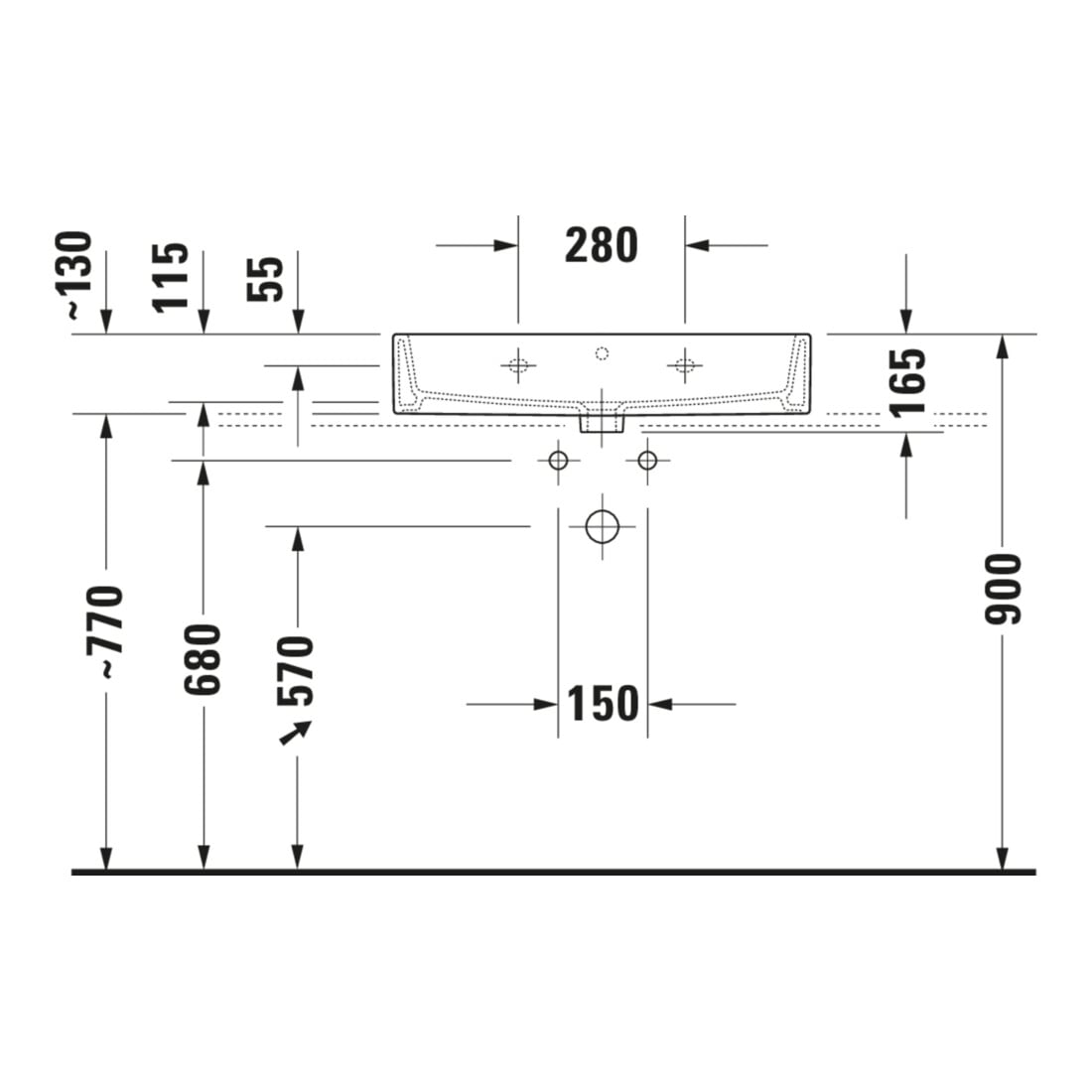 Duravit Möbelwaschtisch geschliffen Vero Air 70x47cm, we, o. HL, m ÜL, Hahnlochbank