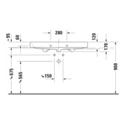 Duravit Möbelwaschtisch Happy D.2 100x50,5cm, we, geschli., m HL, ÜL, HLB-4