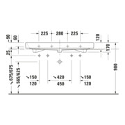 Duravit Möbelwaschtisch Happy D.2 120x50,5cm, gs, 2 HL, m ÜL, HLB, we-4
