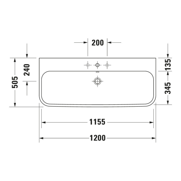 Duravit Möbelwaschtisch Happy D.2 120x50,5cm, we, geschli., m HL, ÜL, HLB