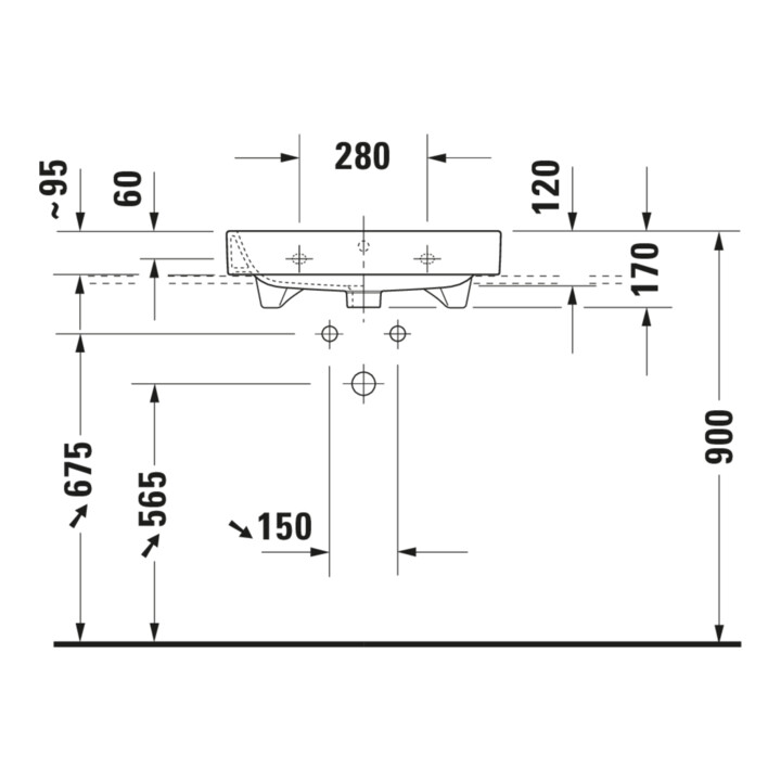 Duravit Möbelwaschtisch Happy D.2 60x50,5cm, we, geschli., m HL, ÜL, HLB