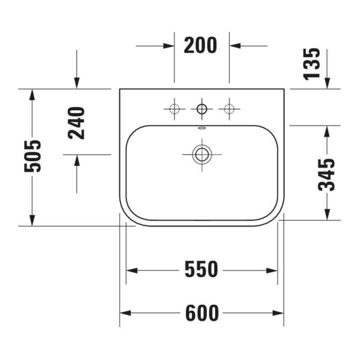 Duravit Möbelwaschtisch Happy D.2 60x50,5cm, we, geschli., m HL, ÜL, HLB