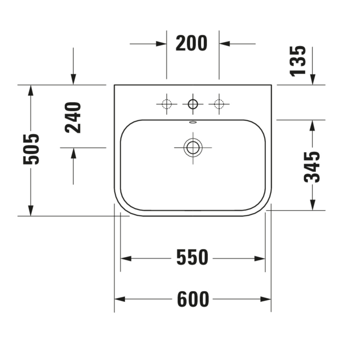 Duravit Möbelwaschtisch Happy D.2 60x50,5cm, we, geschli., m HL, ÜL, HLB