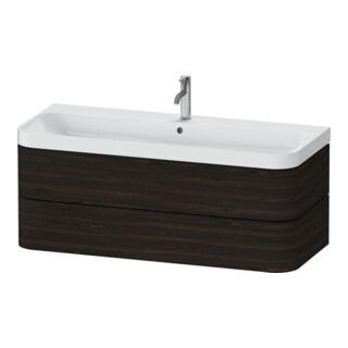 Duravit Möbelwaschtisch Happy D.2 Plus 117,5x49cm, 2 Schubk., 1 HL, Nussb geb.