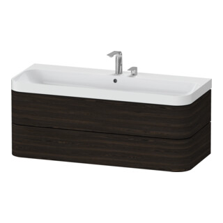 Duravit Möbelwaschtisch Happy D.2 Plus 117,5x49cm, 2 Schubk., 2 HL, Nussb geb.