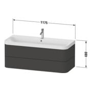 Duravit Möbelwaschtisch Happy D.2 Plus 117,5x49cm, 2 Schubk., o. HL, Medit. Ei-3