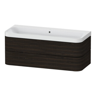 Duravit Möbelwaschtisch Happy D.2 Plus 117,5x49cm, 2 Schubk., o. HL, Nussb geb.