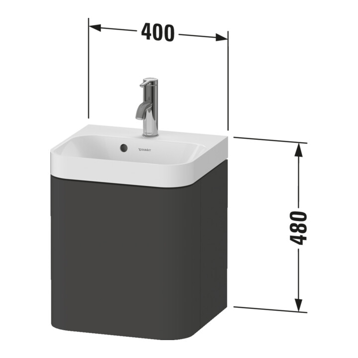 Duravit Möbelwaschtisch Happy D.2 Plus 40x36cm, 1 T, An re, m HL, graph matt