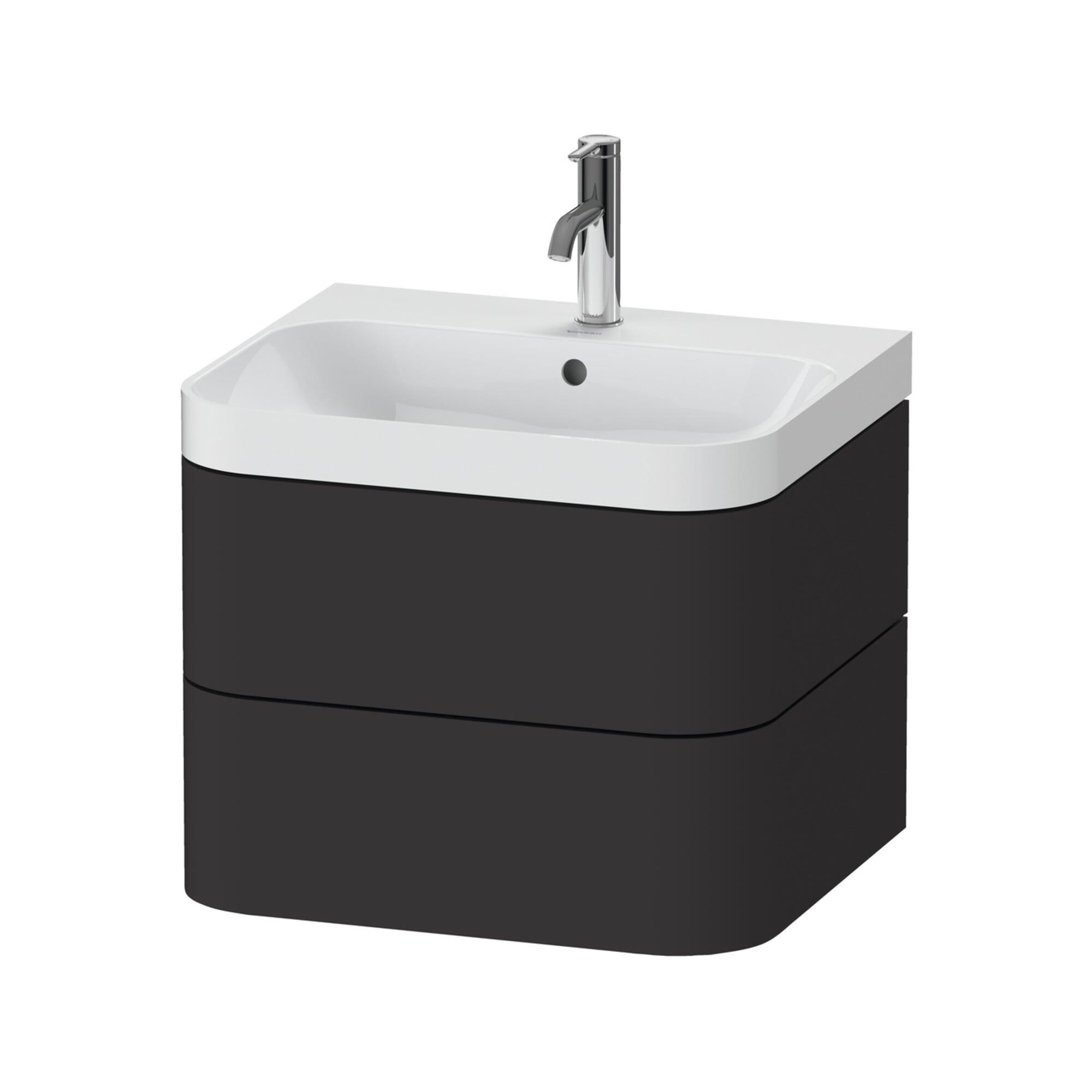 Duravit Möbelwaschtisch Happy D.2 Plus 57,5x49cm, 1 HL, graph matt, 2 Schubk.