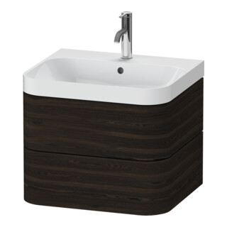 Duravit Möbelwaschtisch Happy D.2 Plus 57,5x49cm, 1 HL, Nussb geb., 2 Schubk.