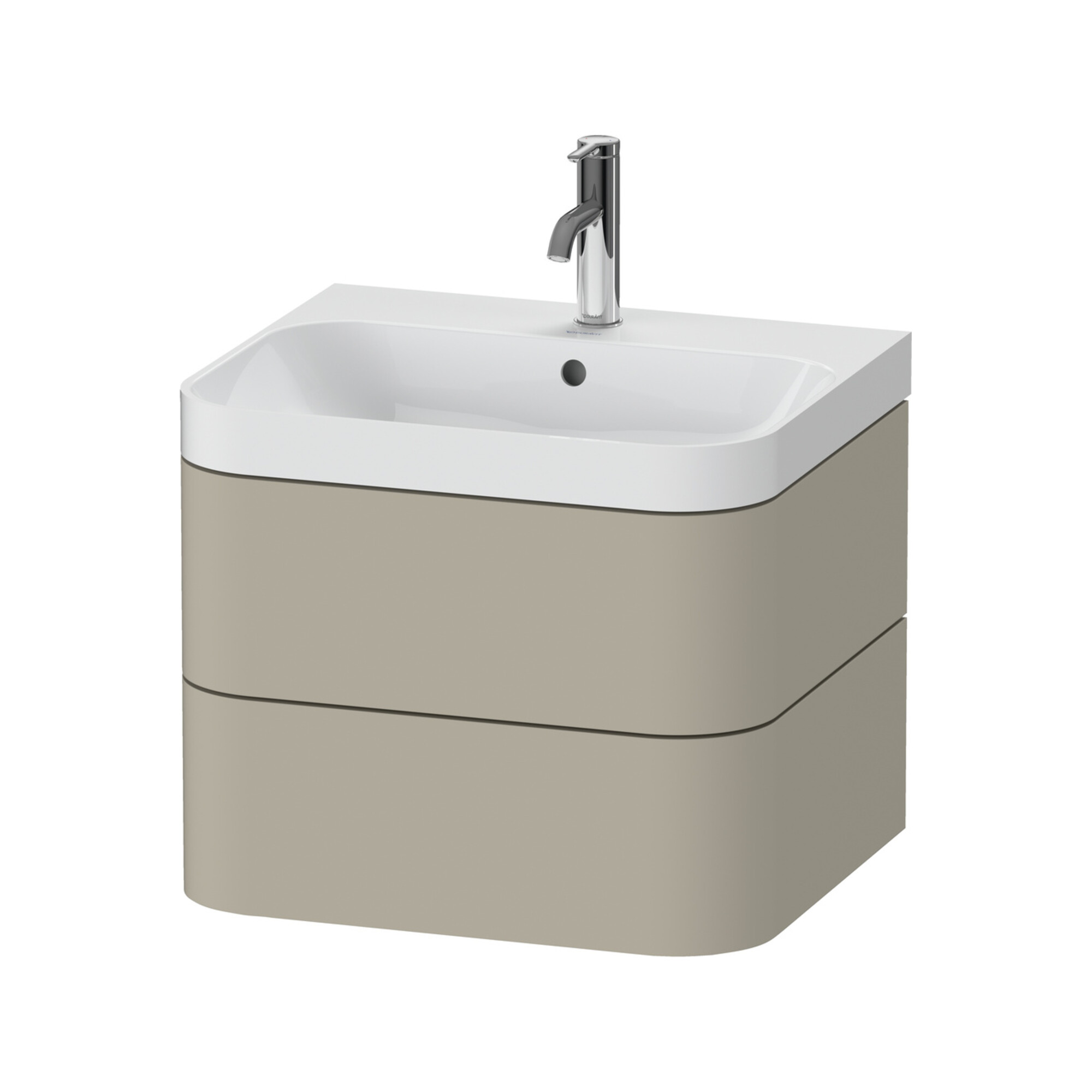 Duravit Möbelwaschtisch Happy D.2 Plus 57,5x49cm, 1 HL, Tau s-matt, 2 Schubk.