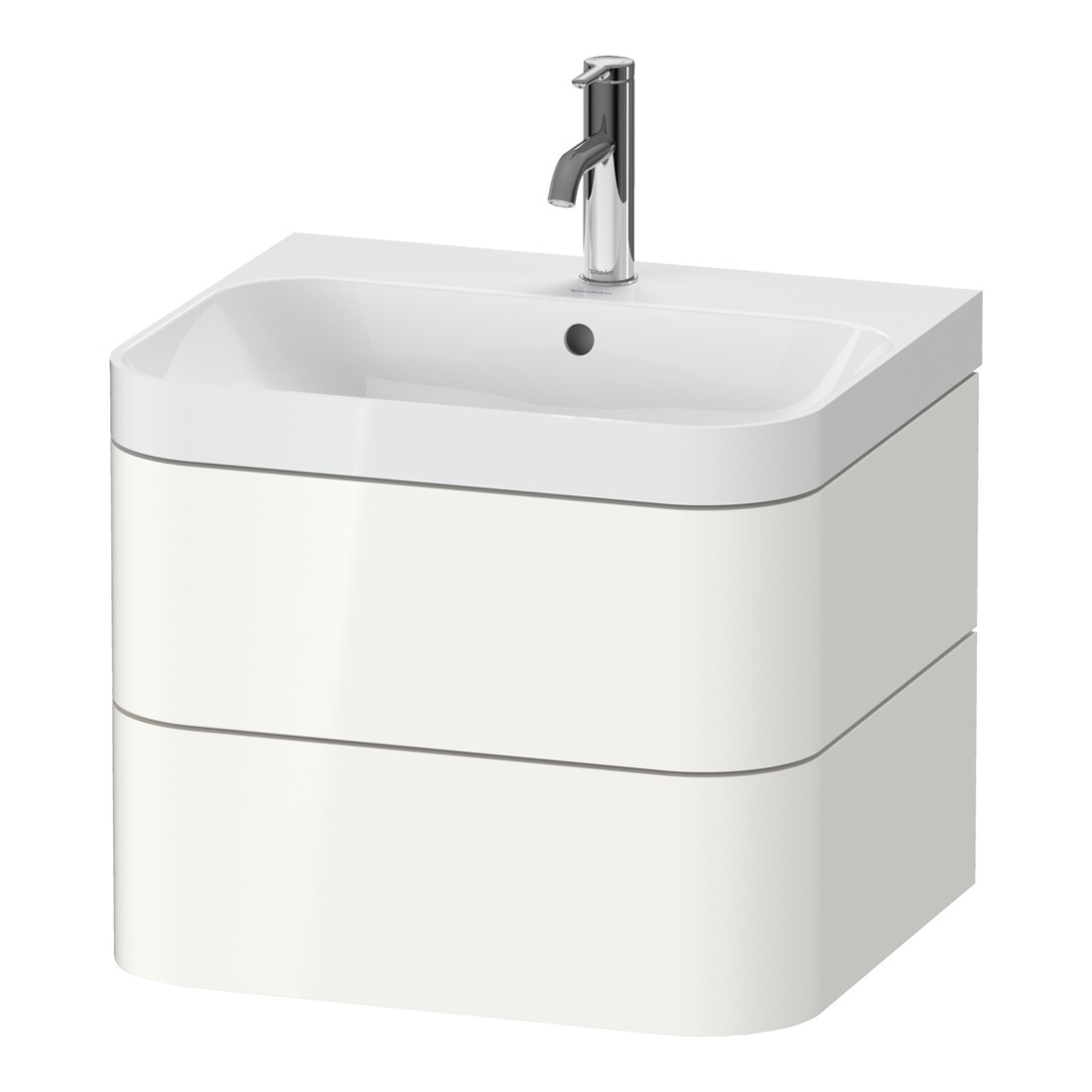 Duravit Möbelwaschtisch Happy D.2 Plus 57,5x49cm, 1 HL, we hgl, 2 Schubkästen