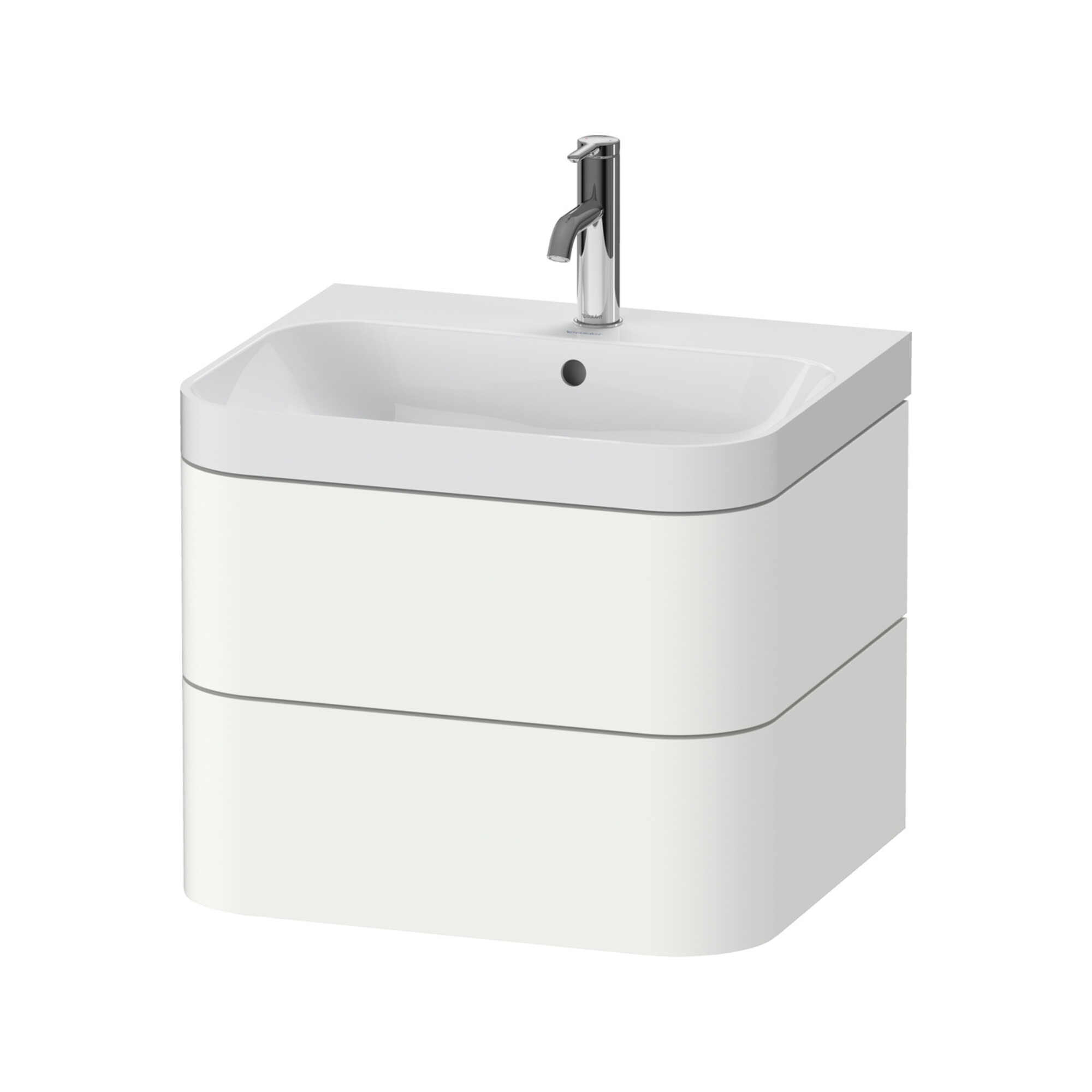 Duravit Möbelwaschtisch Happy D.2 Plus 57,5x49cm, 1 HL, we matt, 2 Schubkästen