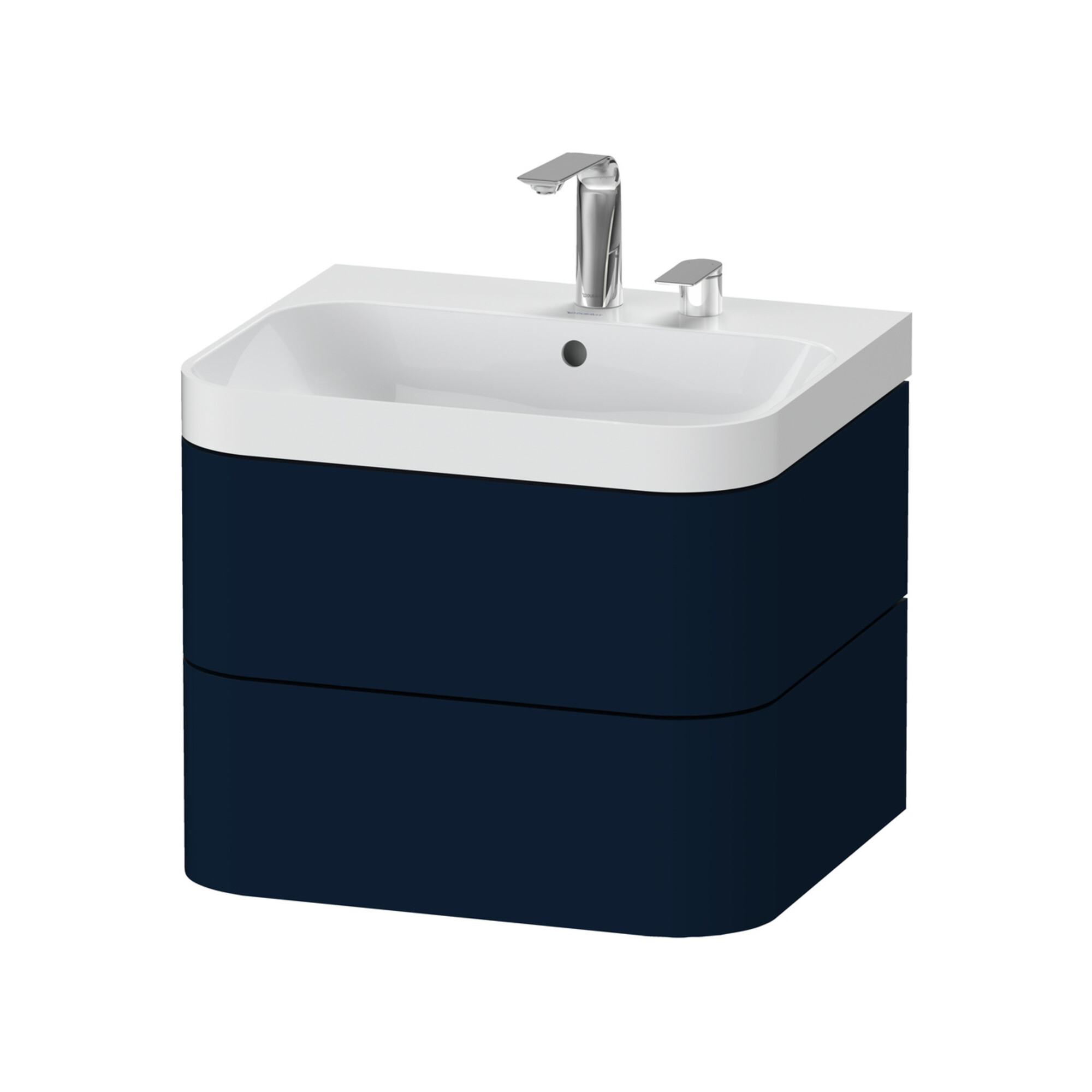 Duravit Möbelwaschtisch Happy D.2 Plus 57,5x49cm, 2 HL, blau s-matt, 2 Schubk.