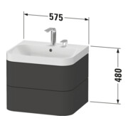Duravit Möbelwaschtisch Happy D.2 Plus 57,5x49cm, 2 HL, graph matt, 2 Schubk.-4