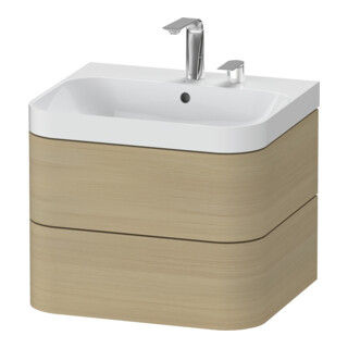 Duravit Möbelwaschtisch Happy D.2 Plus 57,5x49cm, 2 HL, Medit. Ei, 2 Schubk.