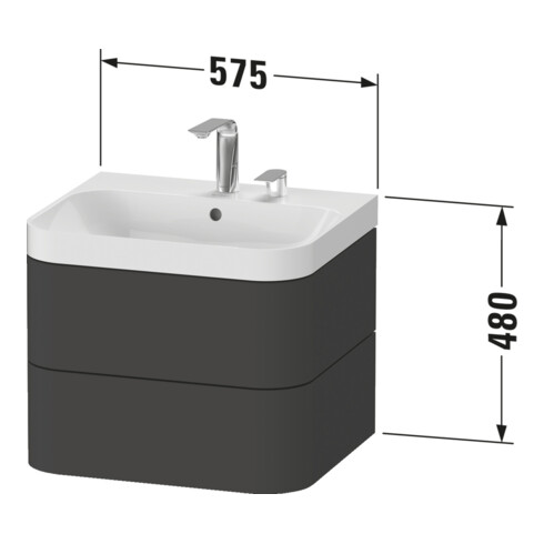 Duravit Möbelwaschtisch Happy D.2 Plus 57,5x49cm, 2 HL, Medit. Ei, 2 Schubk.