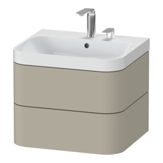 Duravit Möbelwaschtisch Happy D.2 Plus 57,5x49cm, 2 HL, Tau s-matt, 2 Schubk.