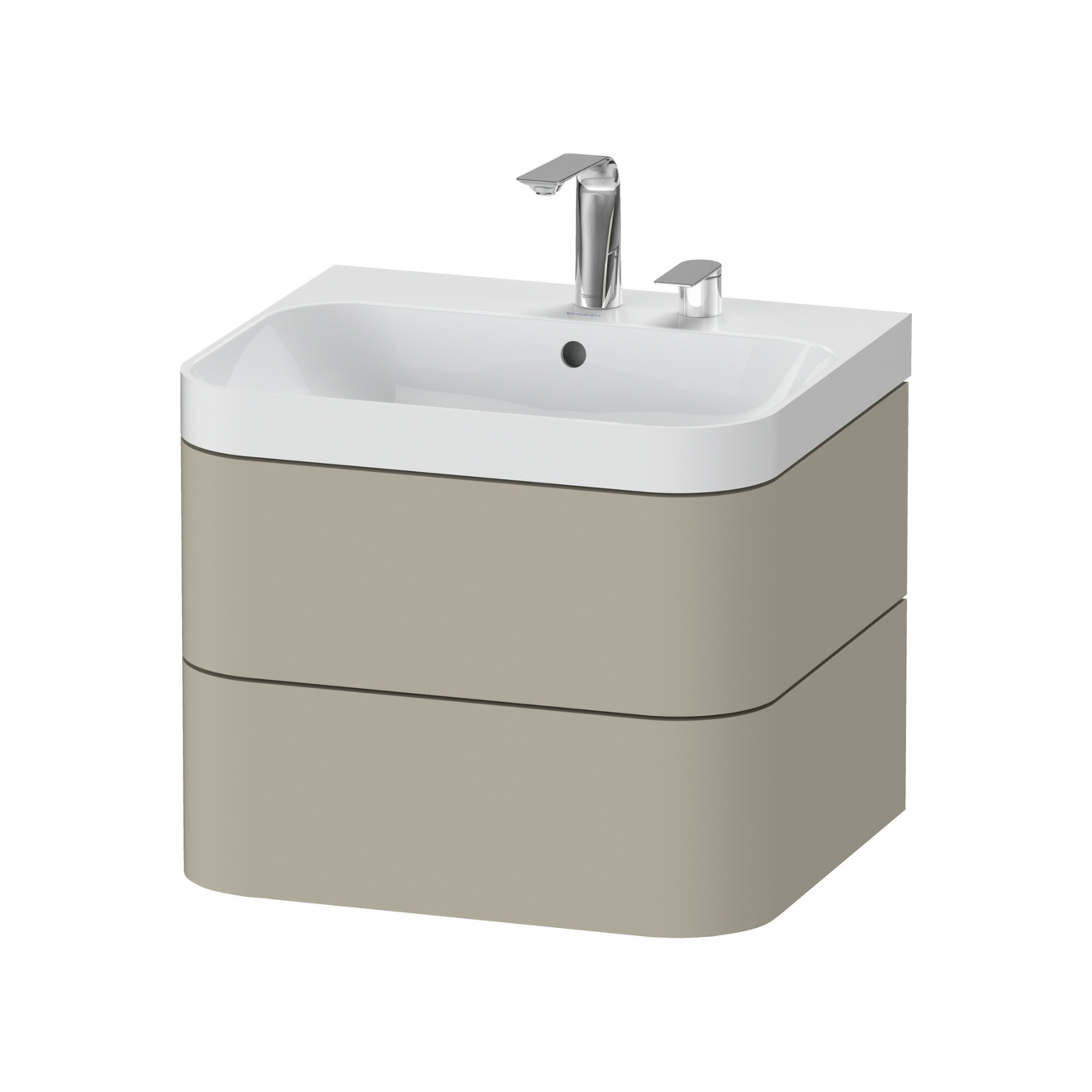 Duravit Möbelwaschtisch Happy D.2 Plus 57,5x49cm, 2 HL, Tau s-matt, 2 Schubk.
