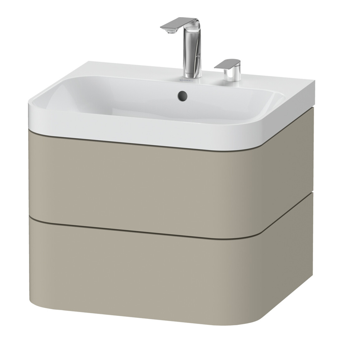 Duravit Möbelwaschtisch Happy D.2 Plus 57,5x49cm, 2 HL, Tau s-matt, 2 Schubk.