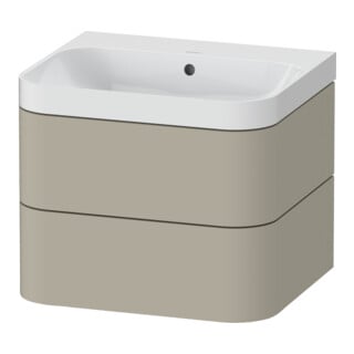 Duravit Möbelwaschtisch Happy D.2 Plus 57,5x49cm, o. HL, Tau s-matt, 2 Schubk.
