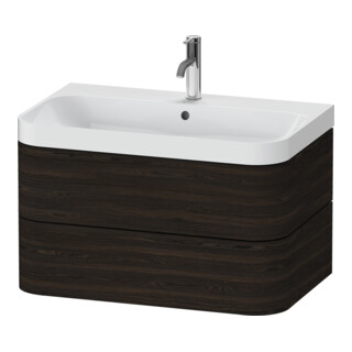 Duravit Möbelwaschtisch Happy D.2 Plus 77,5x49cm, 1 HL, Nussb geb., 2 Schubk.