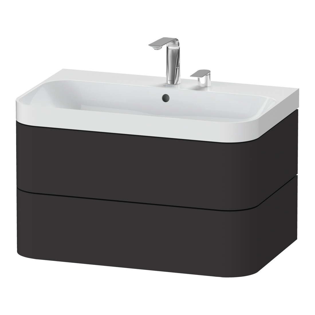 Duravit Möbelwaschtisch Happy D.2 Plus 77,5x49cm, 2 HL, graph matt, 2 Schubk.