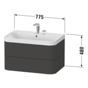 Duravit Möbelwaschtisch Happy D.2 Plus 77,5x49cm, 2 HL, graph matt, 2 Schubk.-4