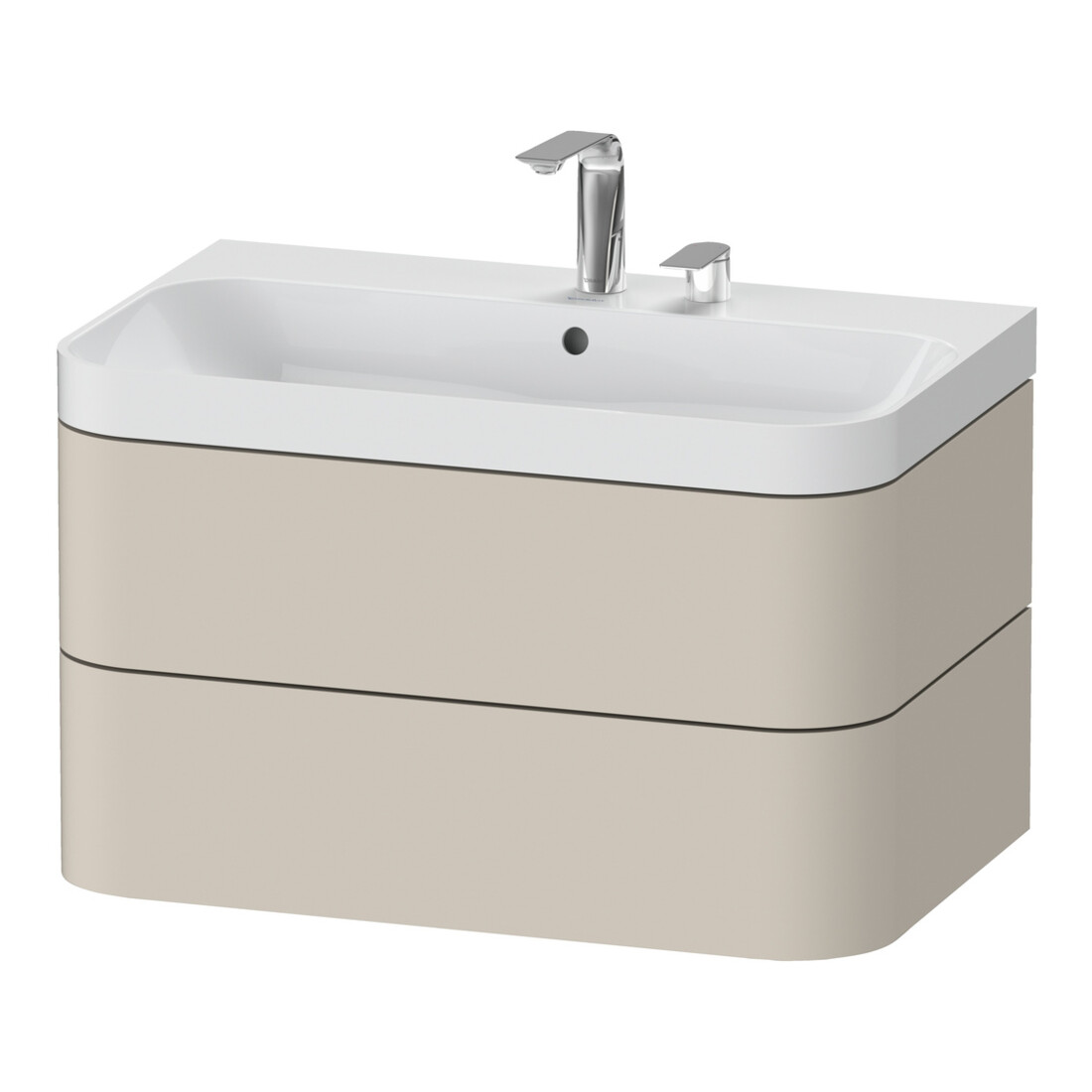 Duravit Möbelwaschtisch Happy D.2 Plus 77,5x49cm, 2 HL, Tau matt, 2 Schubkästen
