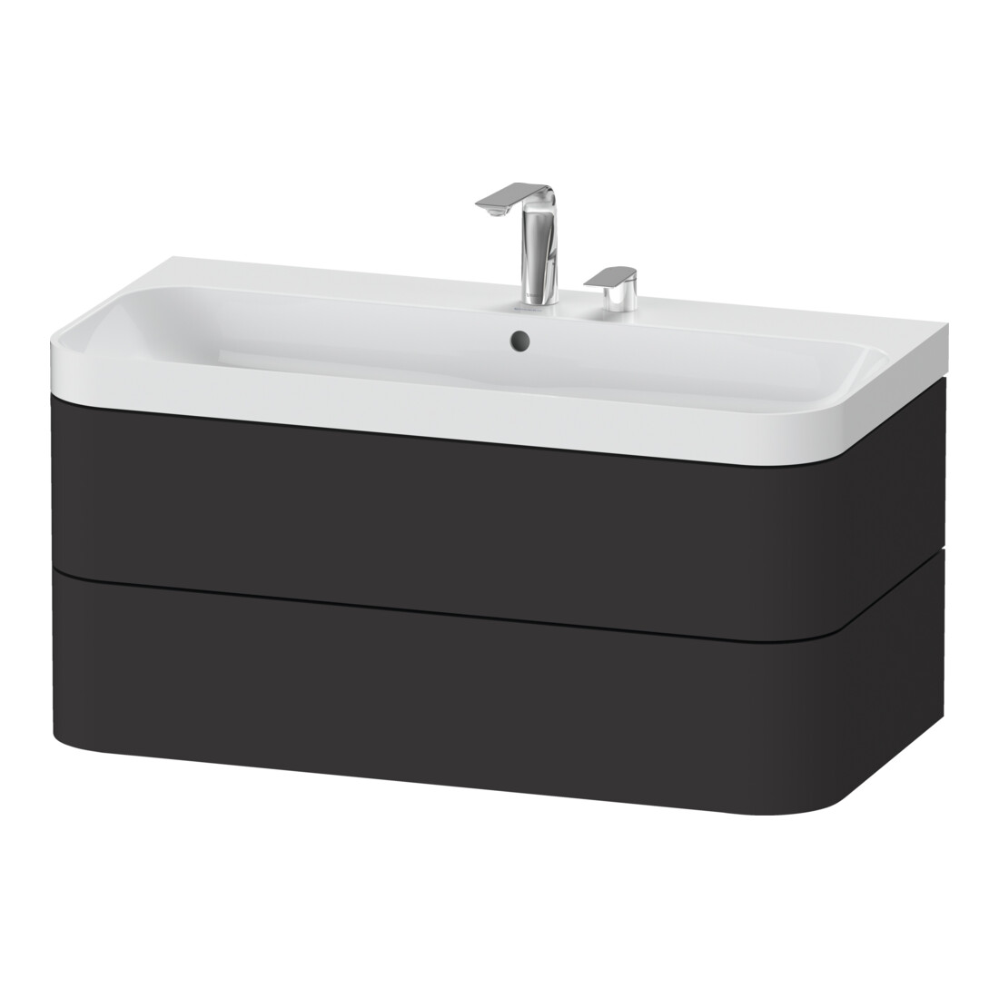 Duravit Möbelwaschtisch Happy D.2 Plus 97,5x49cm, 2 HL, graph matt, 2 Schubk.