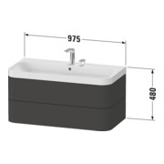 Duravit Möbelwaschtisch Happy D.2 Plus 97,5x49cm, 2 HL, graph matt, 2 Schubk.-3