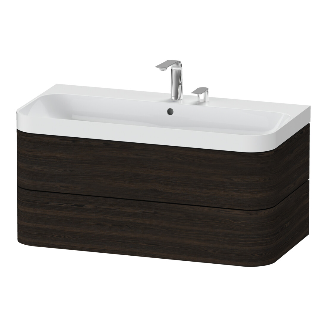 Duravit Möbelwaschtisch Happy D.2 Plus 97,5x49cm, 2 HL, Nussb geb., 2 Schubk.