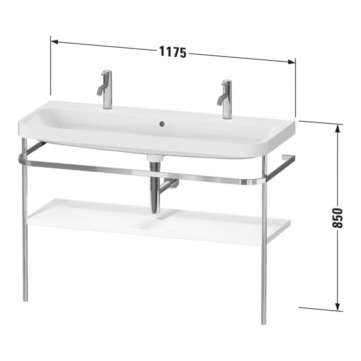 Duravit Möbelwaschtisch-Kombi Happy D.2 Plus 117,5x49cm, 1 HL, m Konsole, we matt