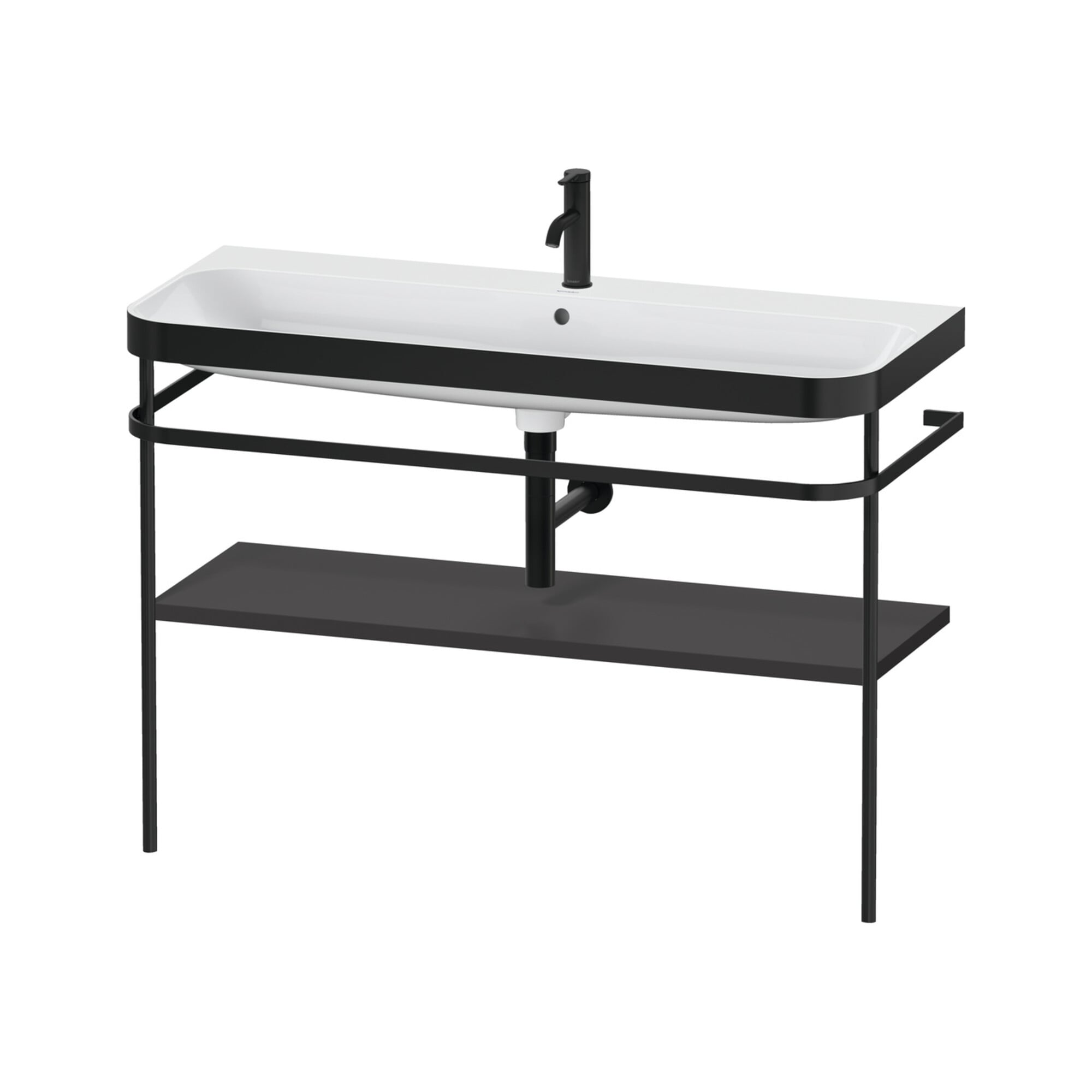 Duravit Möbelwaschtisch-Kombi Happy D.2 Plus 117,5x49cm, m Konsole, 1 HL, graph matt