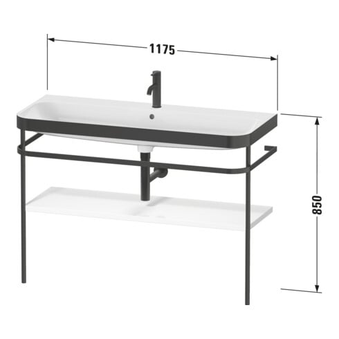 Duravit Möbelwaschtisch-Kombi Happy D.2 Plus 117,5x49cm, m Konsole, o. HL, Tau s-matt