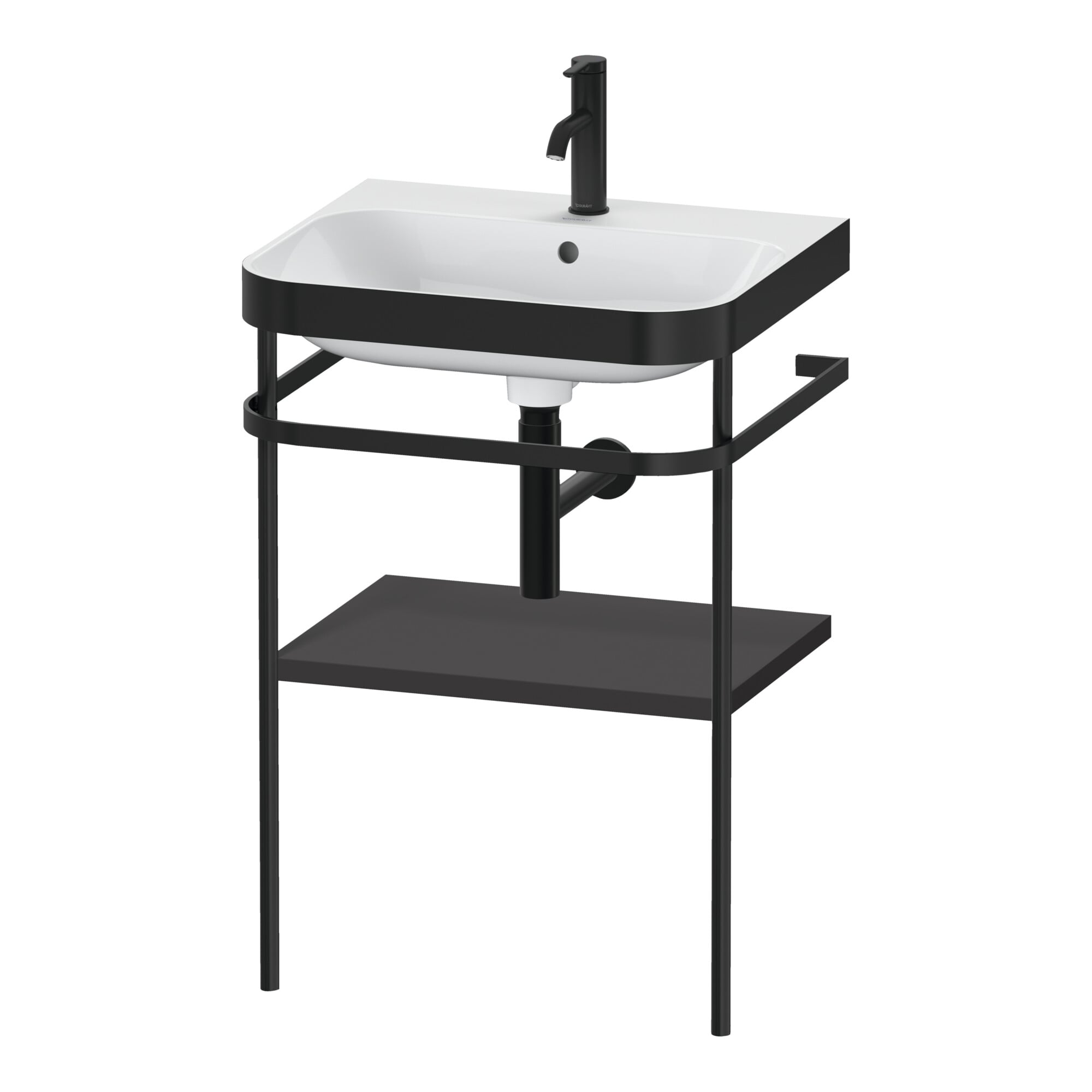 Duravit Möbelwaschtisch-Kombi Happy D.2 Plus 57,5x49cm, 1 HL, graph matt, m Konsole