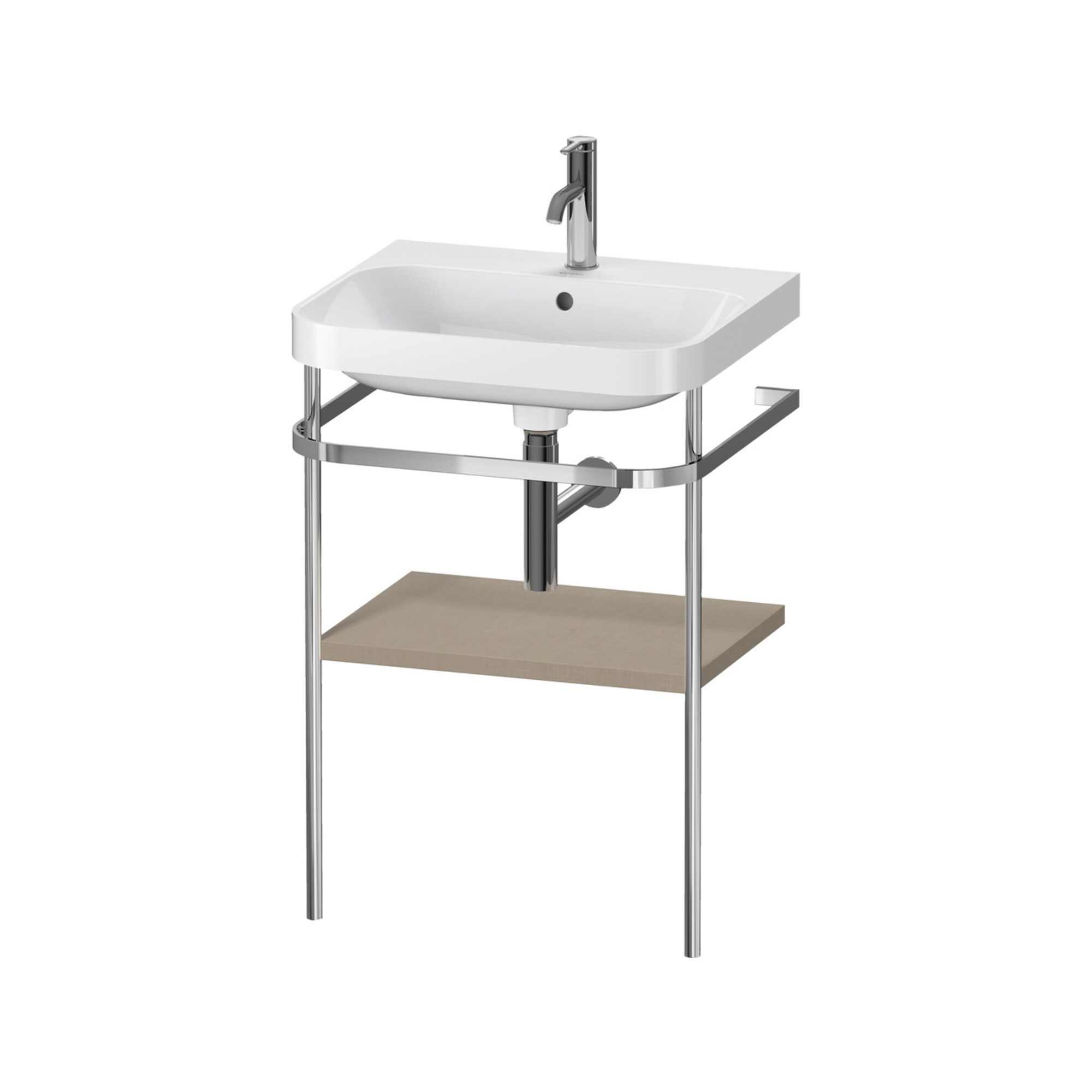 Duravit Möbelwaschtisch-Kombi Happy D.2 Plus 57,5x49cm, 1 HL, lei, mit Metallkonsole
