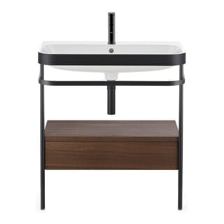 Duravit Möbelwaschtisch-Kombi Happy D.2 Plus 57,5x49cm, 1 HL, Nussb geb., m Konsole