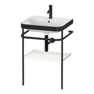 Duravit Möbelwaschtisch-Kombi Happy D.2 Plus 57,5x49cm, 1 HL, we hgl, m Metallkonsole