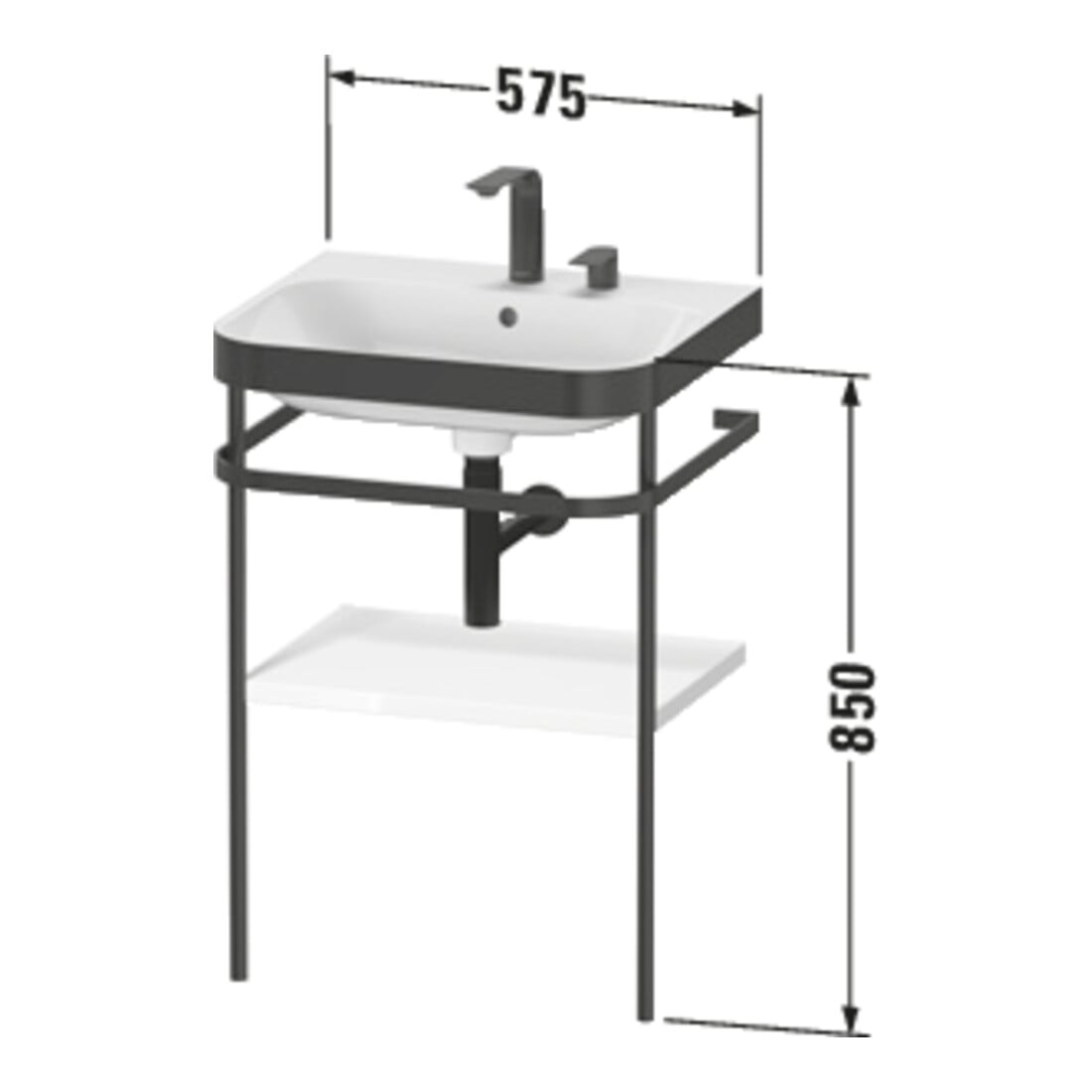 Duravit Möbelwaschtisch-Kombi Happy D.2 Plus 57,5x49cm, 2 HL, blau s-matt, m Konsole