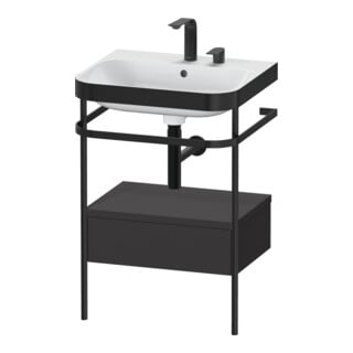 Duravit Möbelwaschtisch-Kombi Happy D.2 Plus 57,5x49cm, 2 HL, gra m, m Konso, 1 Lad