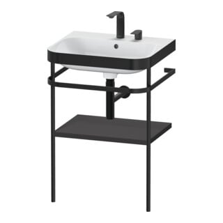 Duravit Möbelwaschtisch-Kombi Happy D.2 Plus 57,5x49cm, 2 HL, graph matt, m Konsole