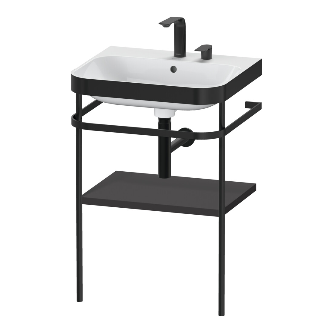 Duravit Möbelwaschtisch-Kombi Happy D.2 Plus 57,5x49cm, 2 HL, graph matt, m Konsole
