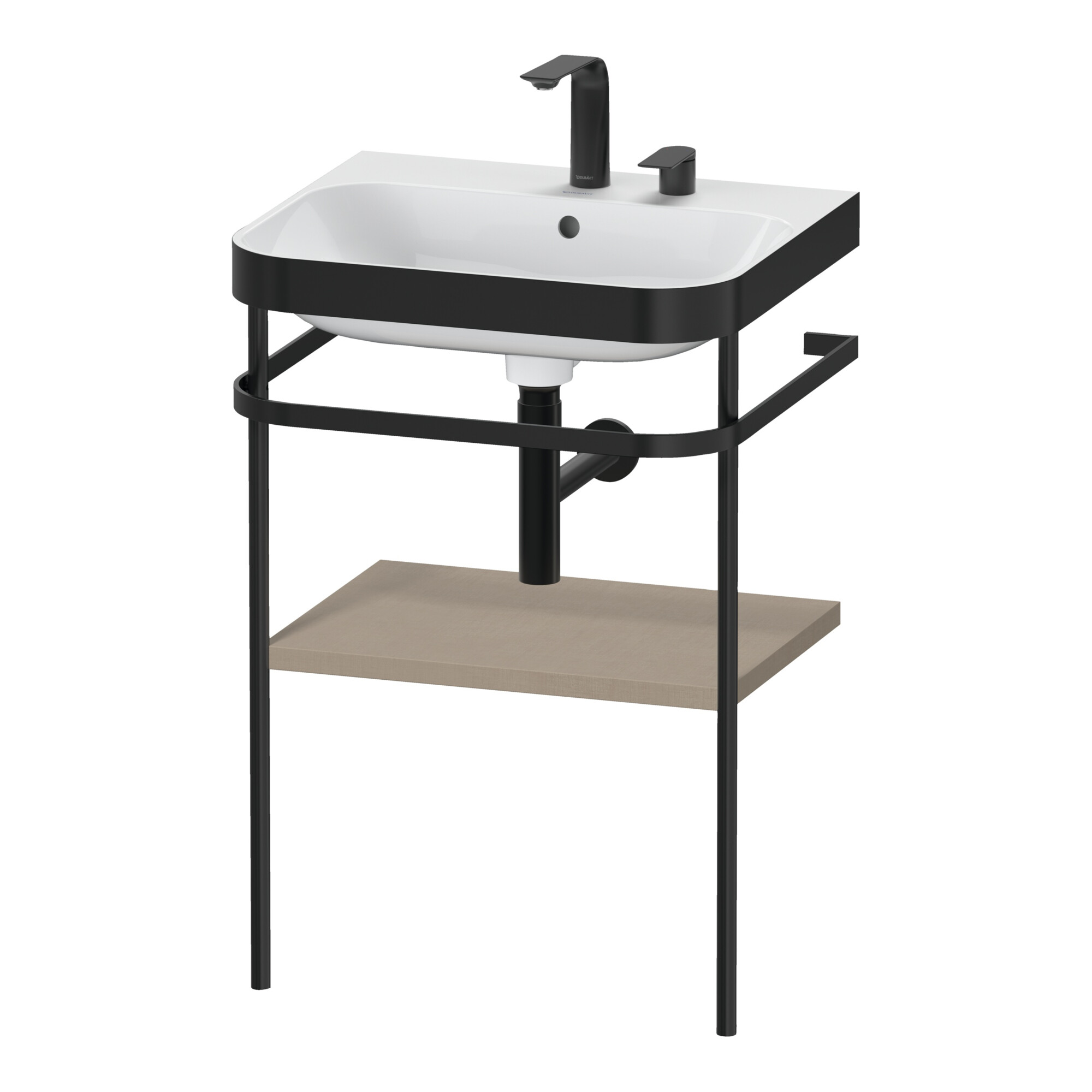 Duravit Möbelwaschtisch-Kombi Happy D.2 Plus 57,5x49cm, 2 HL, lei, mit Metallkonsole