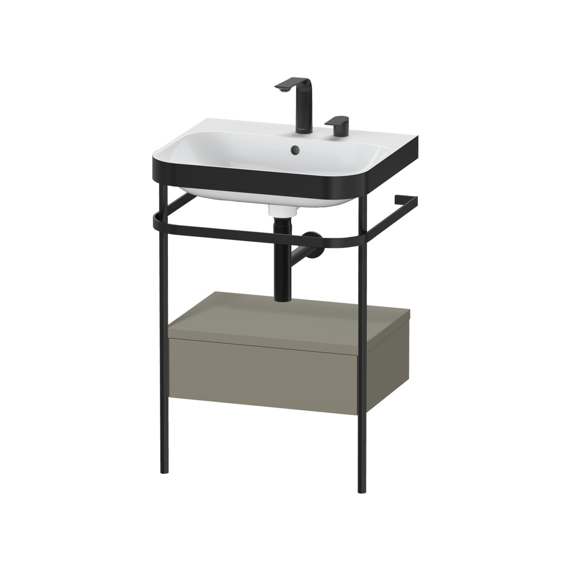 Duravit Möbelwaschtisch-Kombi Happy D.2 Plus 57,5x49cm, 2 HL, st-g m, m Konso, 1 Lad