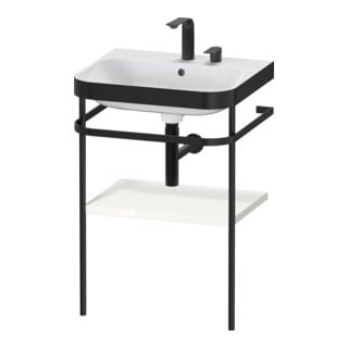 Duravit Möbelwaschtisch-Kombi Happy D.2 Plus 57,5x49cm, 2 HL, we hgl, m Metallkonsole