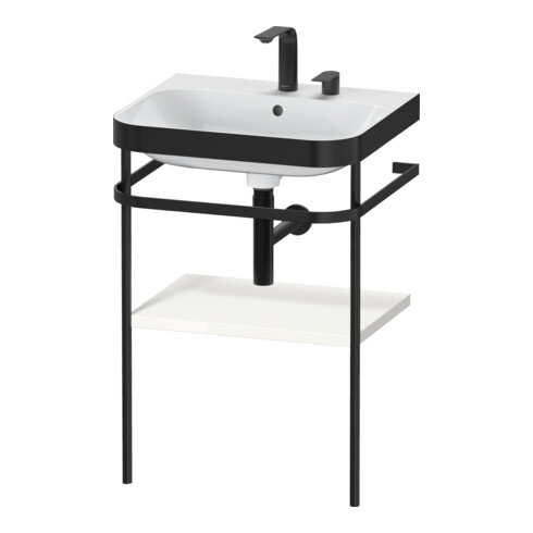 Duravit Möbelwaschtisch-Kombi Happy D.2 Plus 57,5x49cm, 2 HL, we hgl, m Metallkonsole